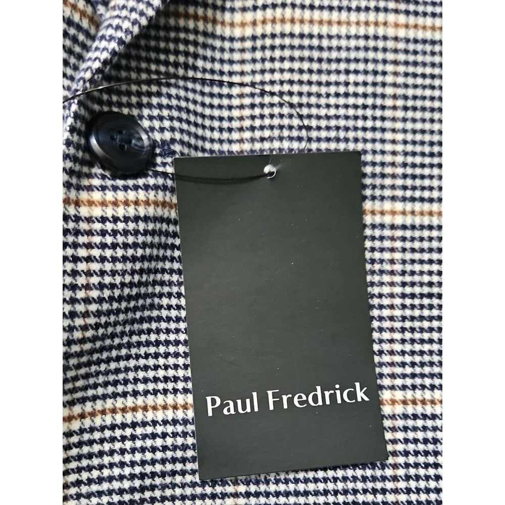 NWT Paul Fredrick Navy & Tan Plaid Blazer Men's 52L